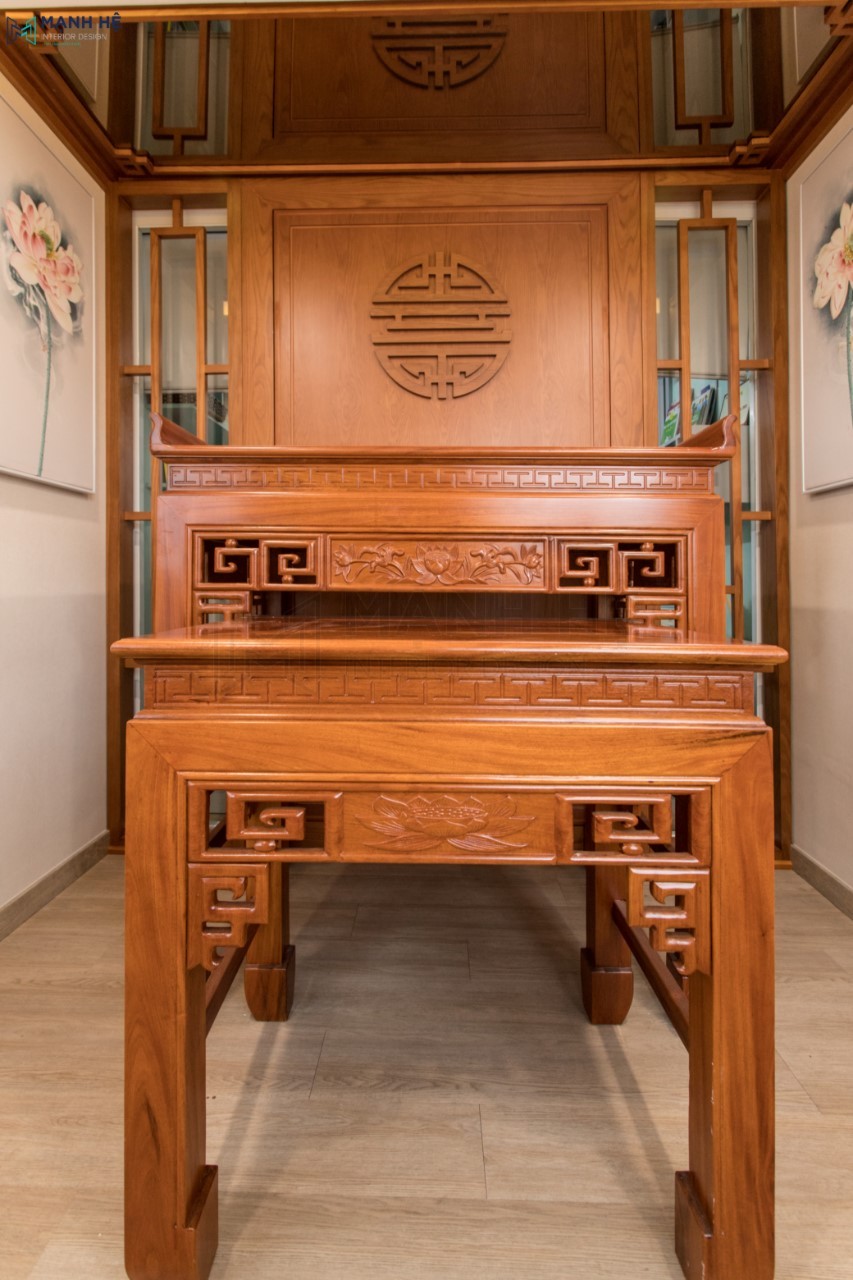 Thi công phòng thờ bằng gỗ tự nhiên