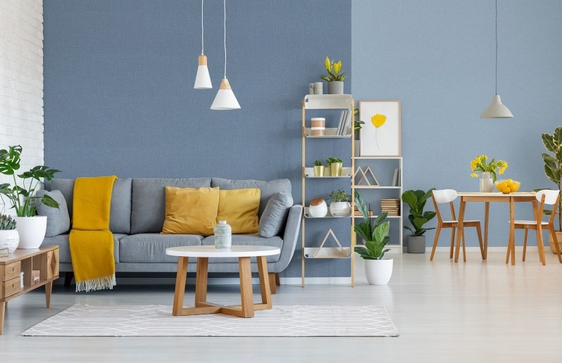 giấy dán tường phòng khách phong cách hiện đại