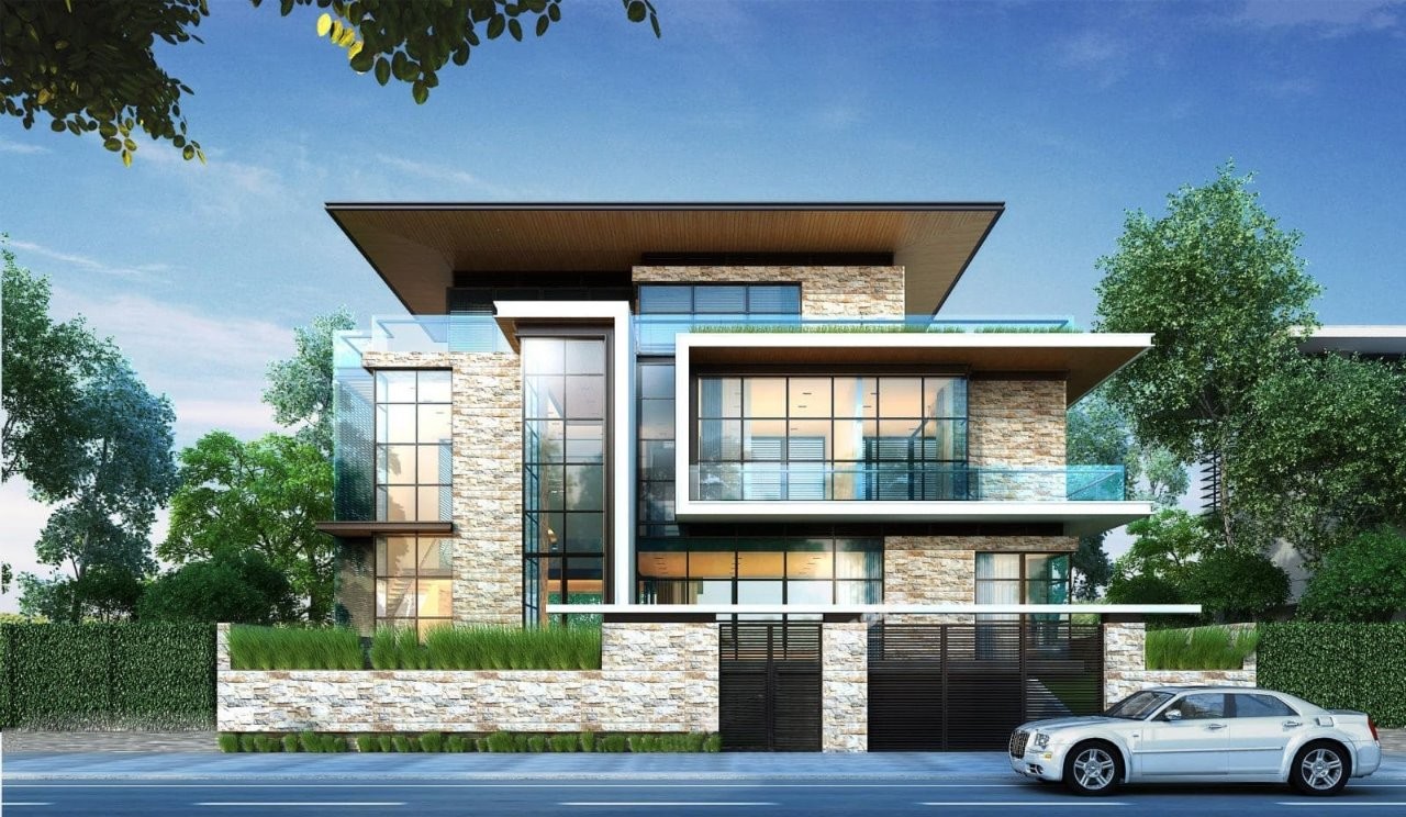 Ốp gạch ngoại thất cho nhà biệt thự