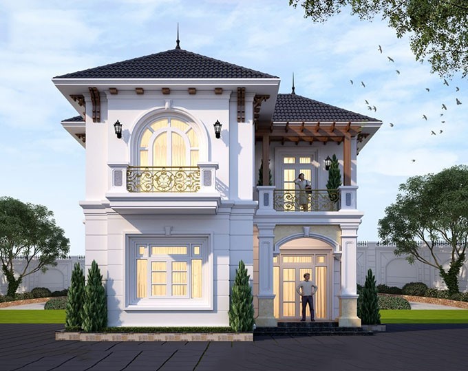Mẫu thiết kế biệt thự mini tân cổ điển sang trọng