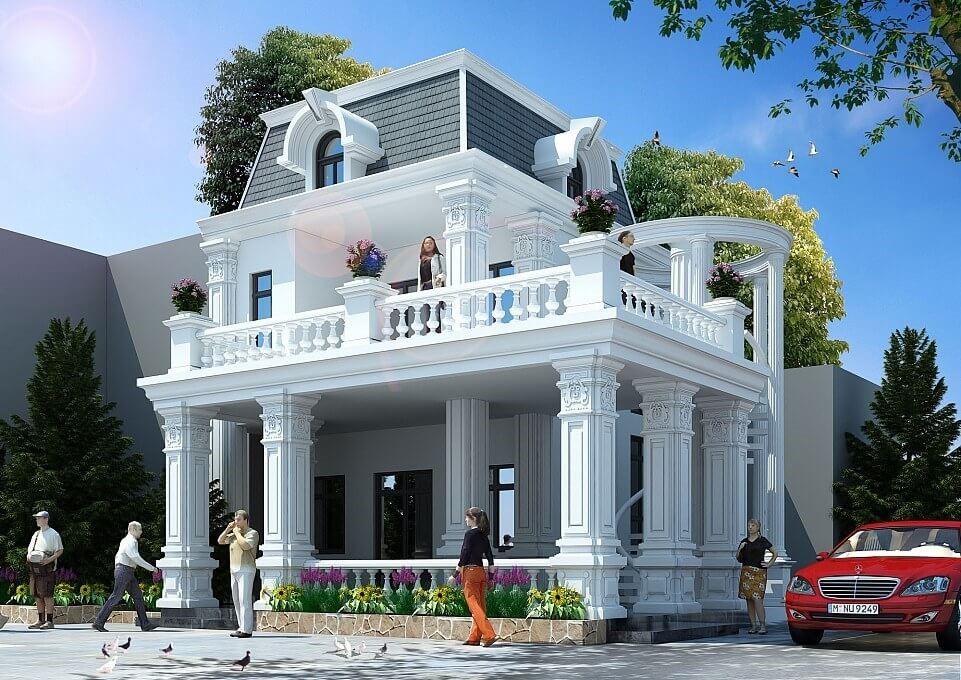 Mẫu biệt thự mini tân cổ điển đep