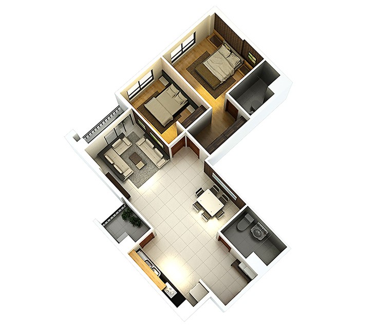 Bố trí mặt bằng nội thất chung cư 88m2