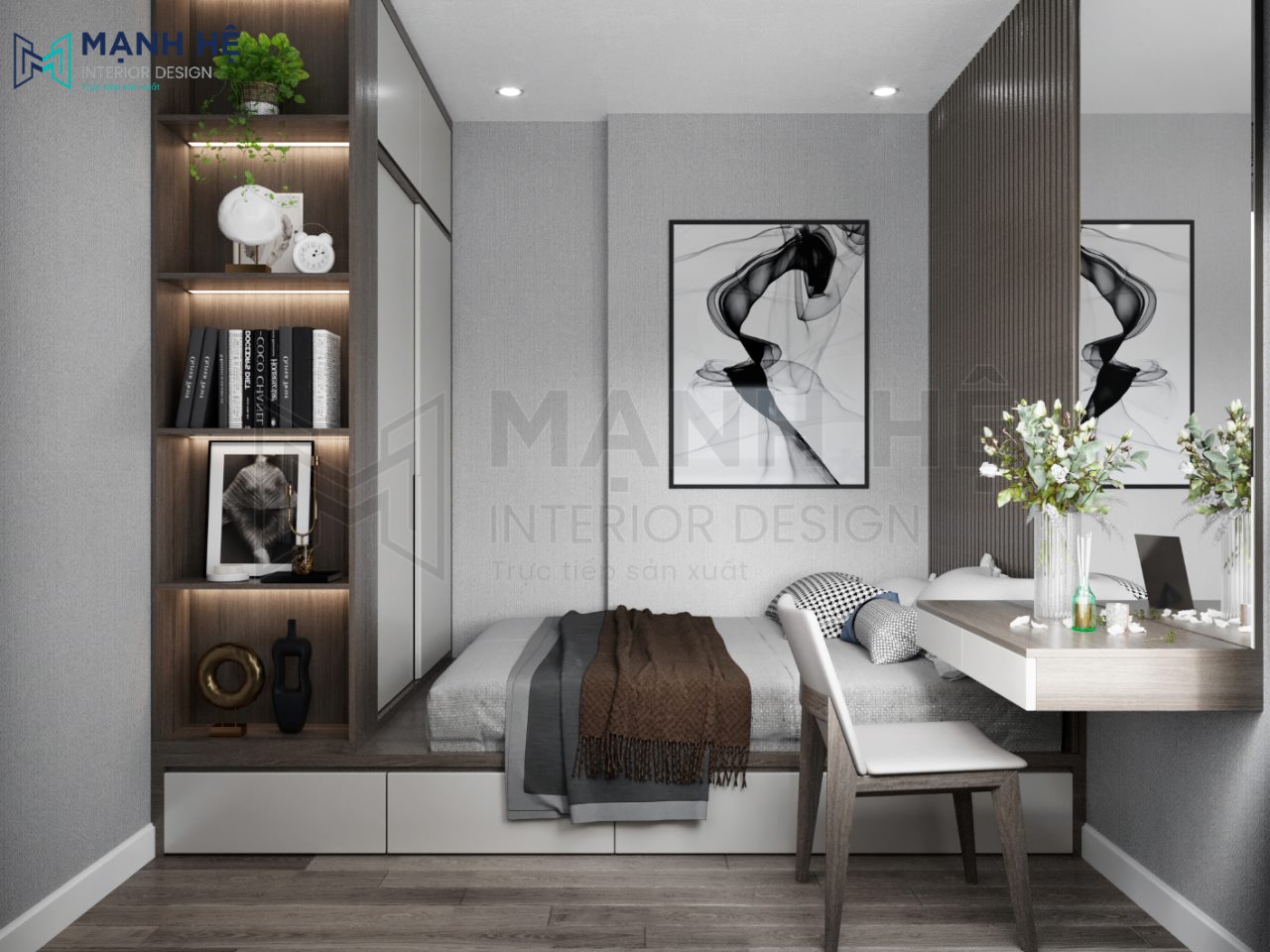phòng ngủ giường bục