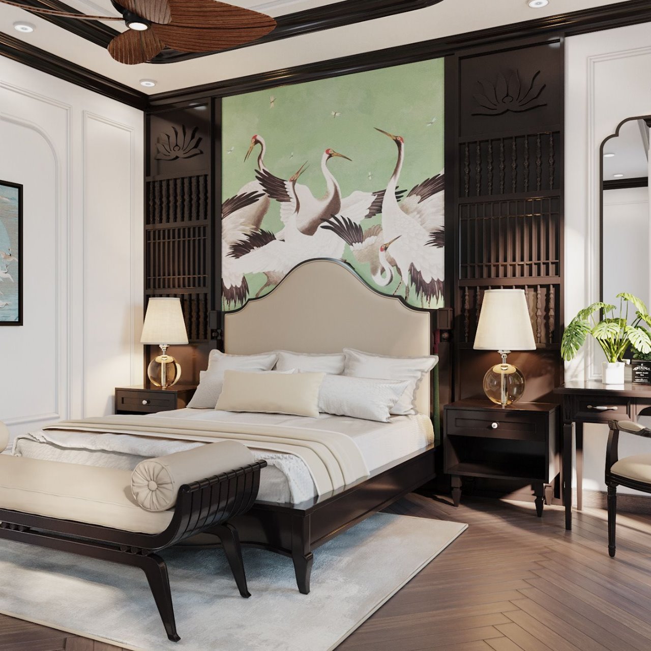 phòng ngủ phong cách indochine