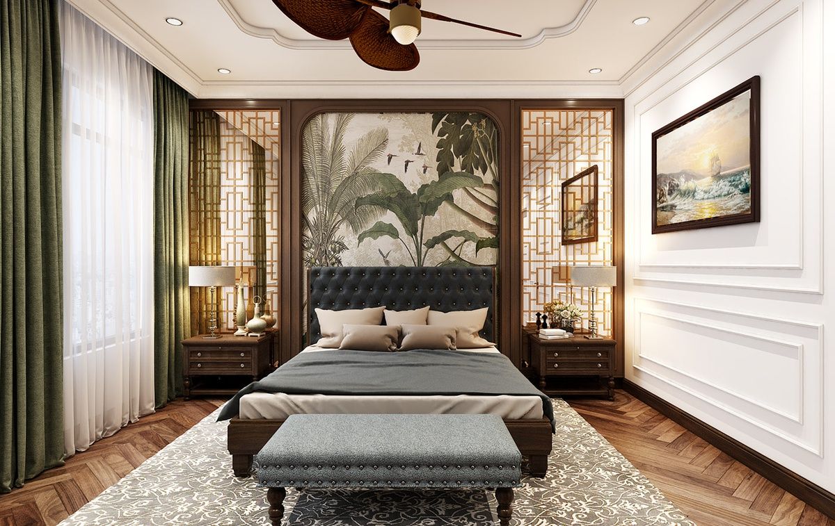thiết kế phòng ngủ phong cách indochine