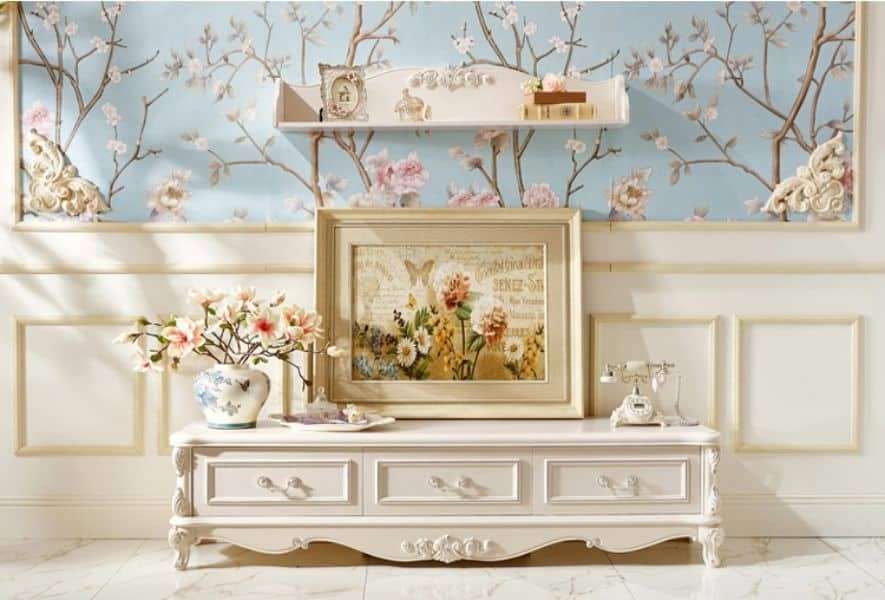 Mẫu tủ trang trí phòng khách cổ điển