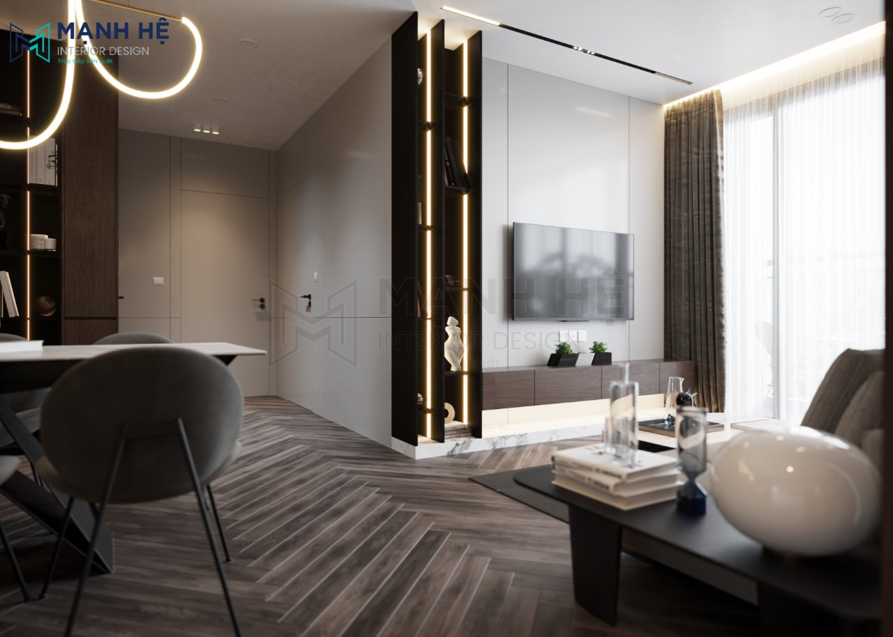 kệ trang trí đẹp phòng khách