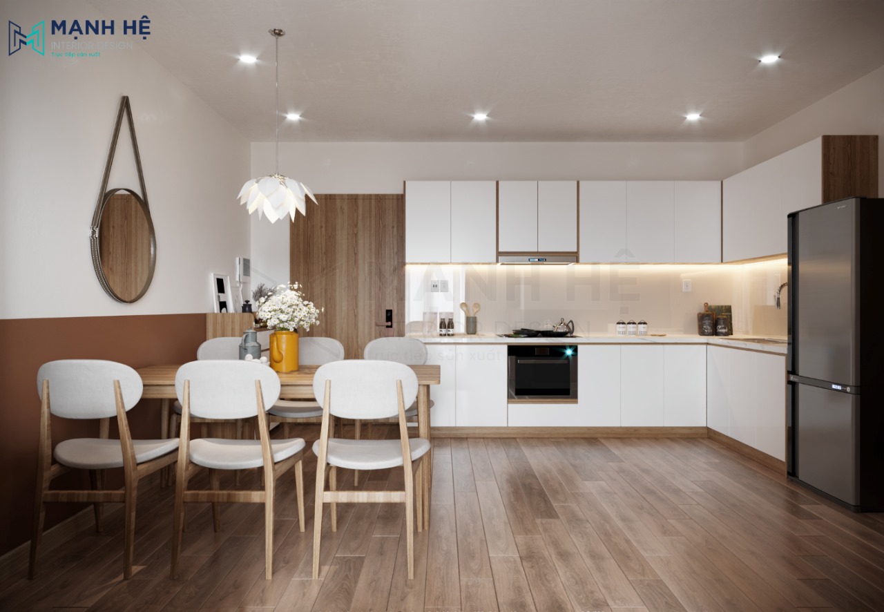 tủ bếp chữ L màu trắng đẹp