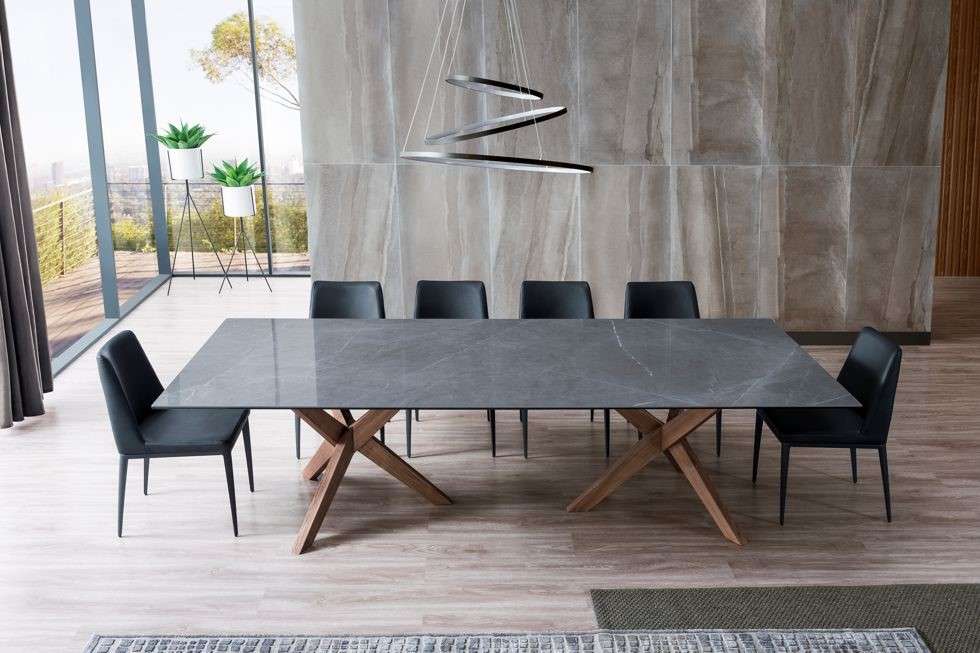 Bộ bàn ăn mặt đá 6 ghế lớn