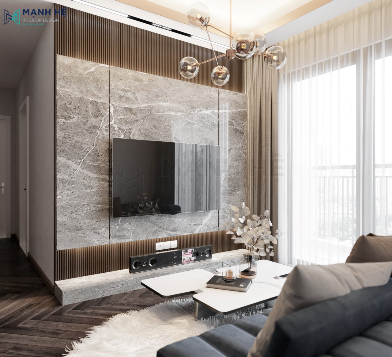 vách ốp acrylic tivi