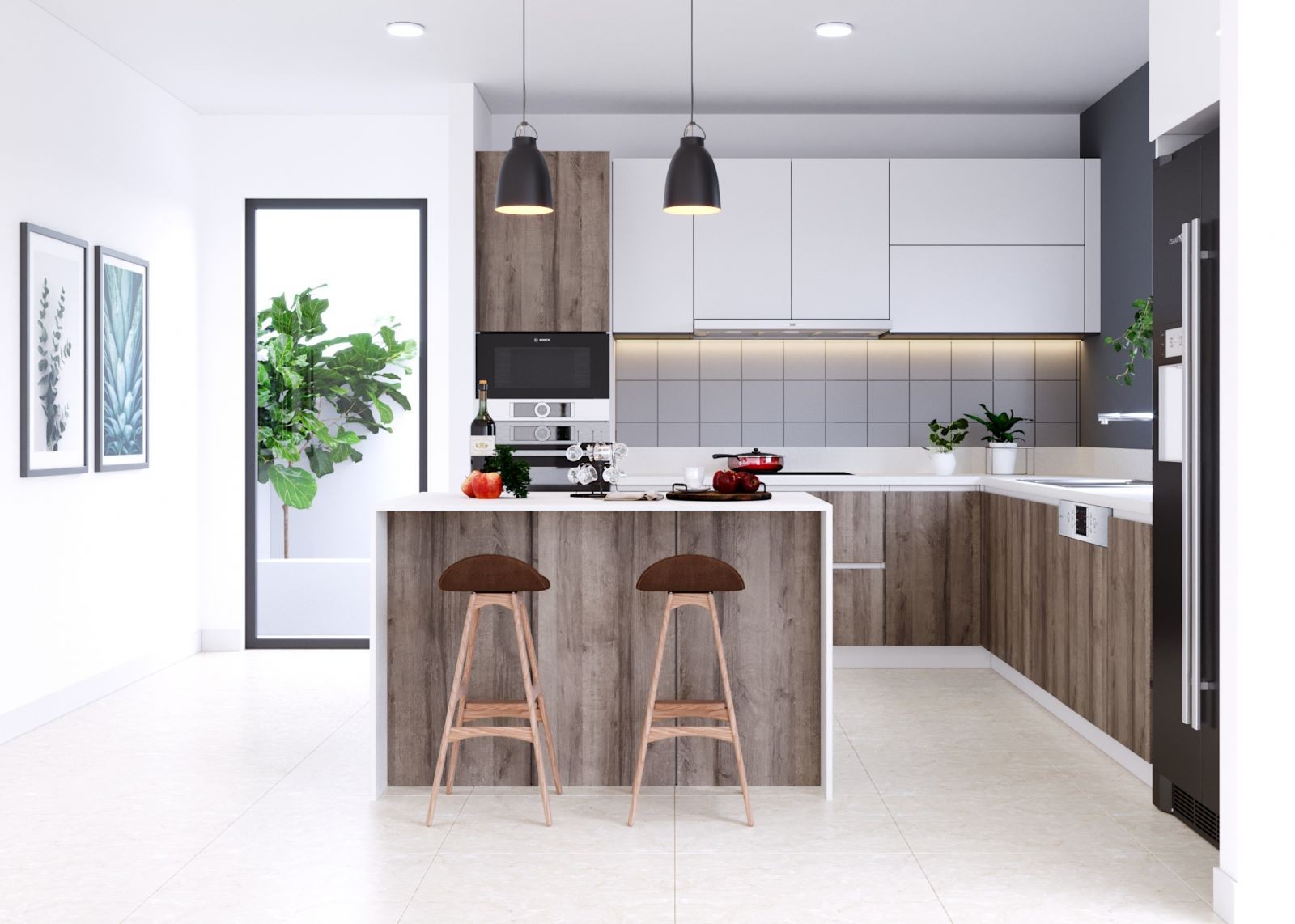 Bàn bar bếp đơn giản