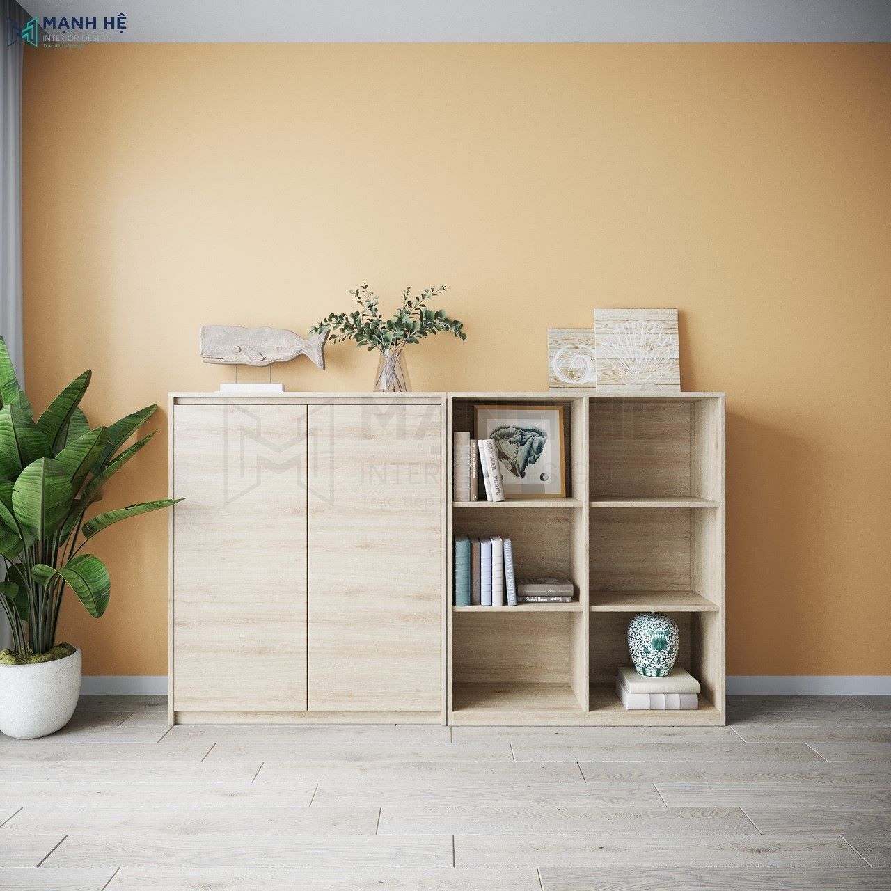 Tủ giày kế hợp kệ trang trí