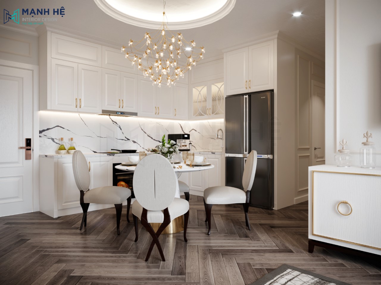 phòng khách liền bếp