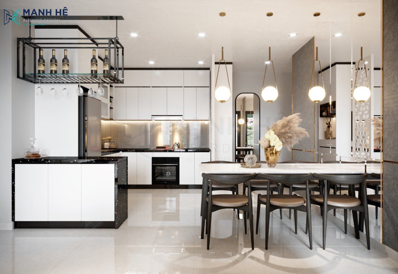 phòng khách liền bếp đẹp