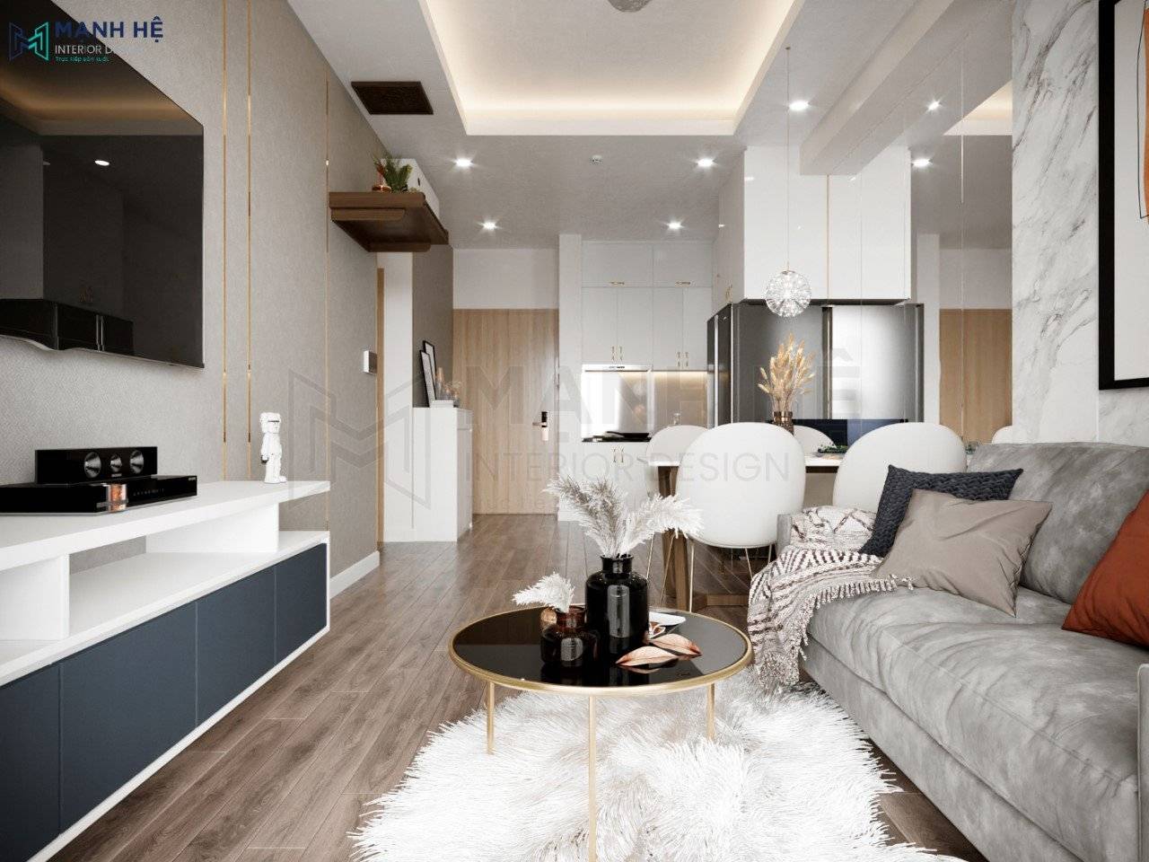 phòng khách liền bếp