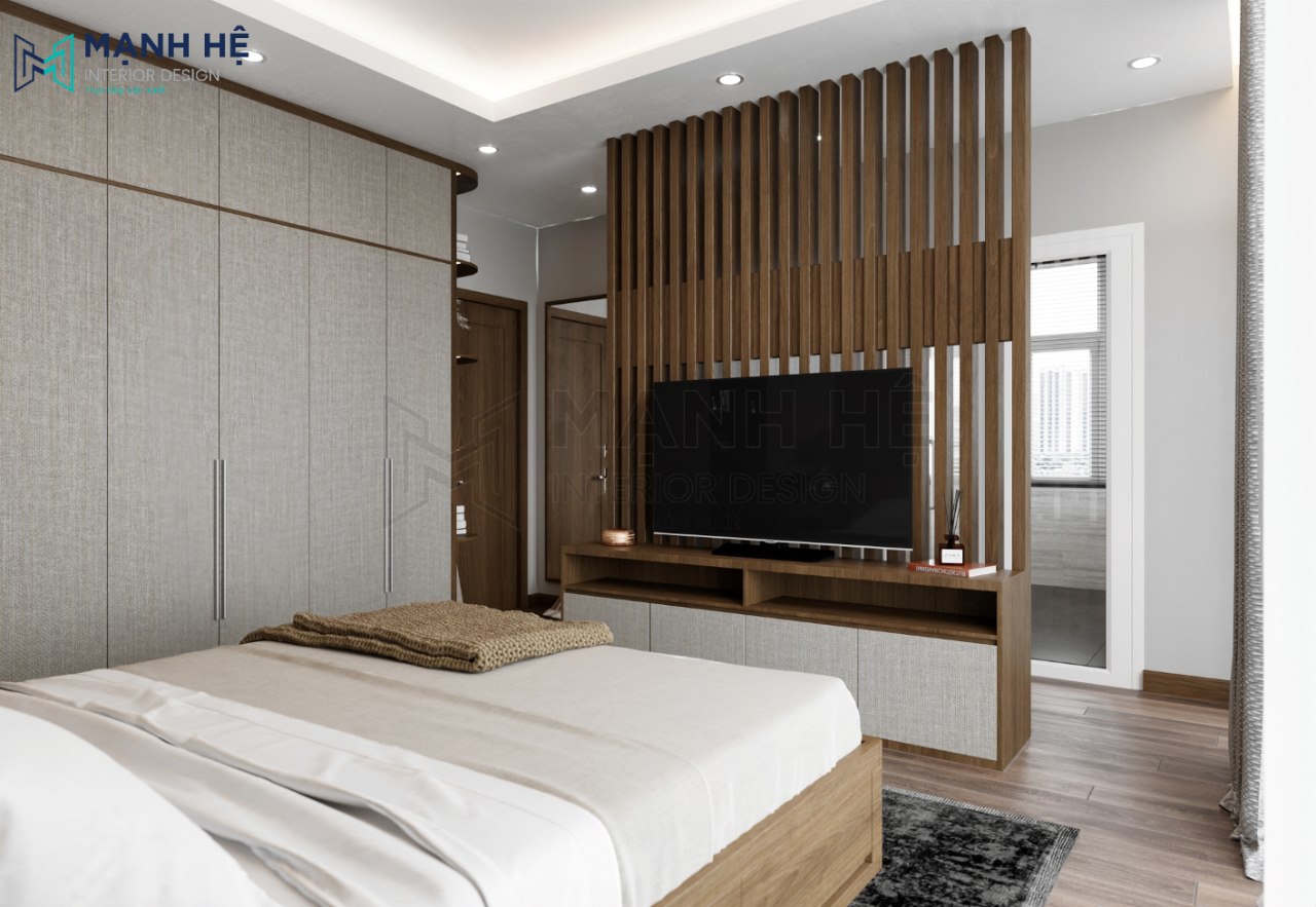 kệ tivi đặt sau lam gỗ
