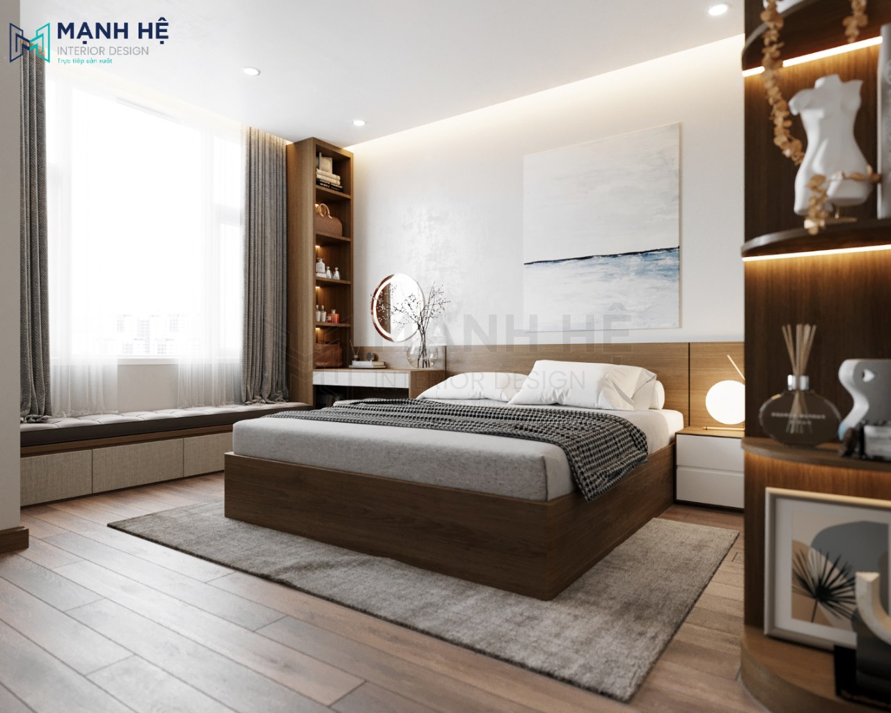 bục ngồi đọc sách bên cửa sổ