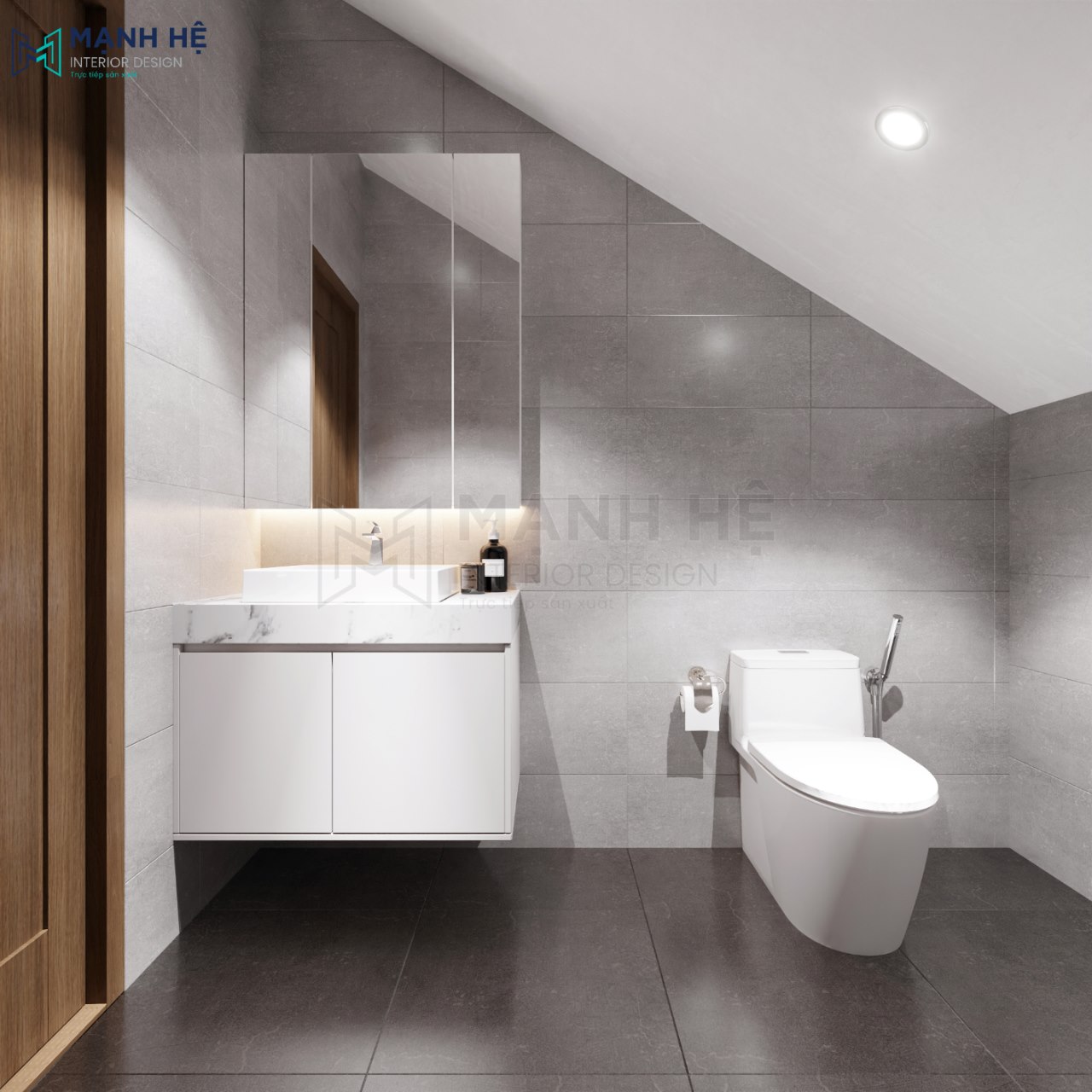 nhà vệ sinh tầng áp mái