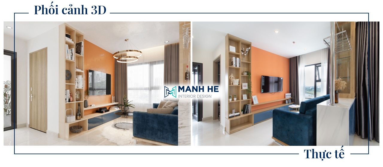 so sánh ảnh thiết kế và thi công nội thất