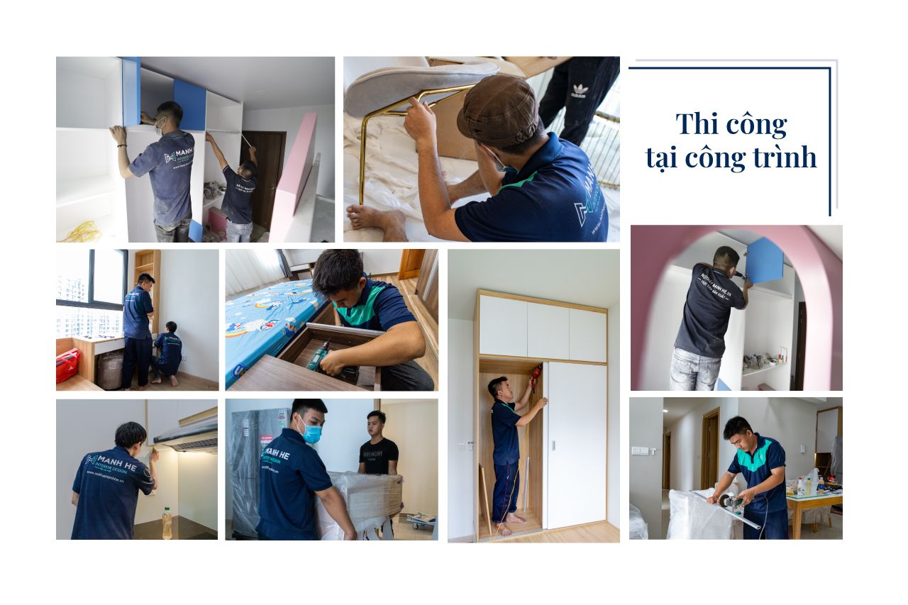 Đội ngũ Mạnh Hệ thống thi công nội thất tại nhà khách hàng