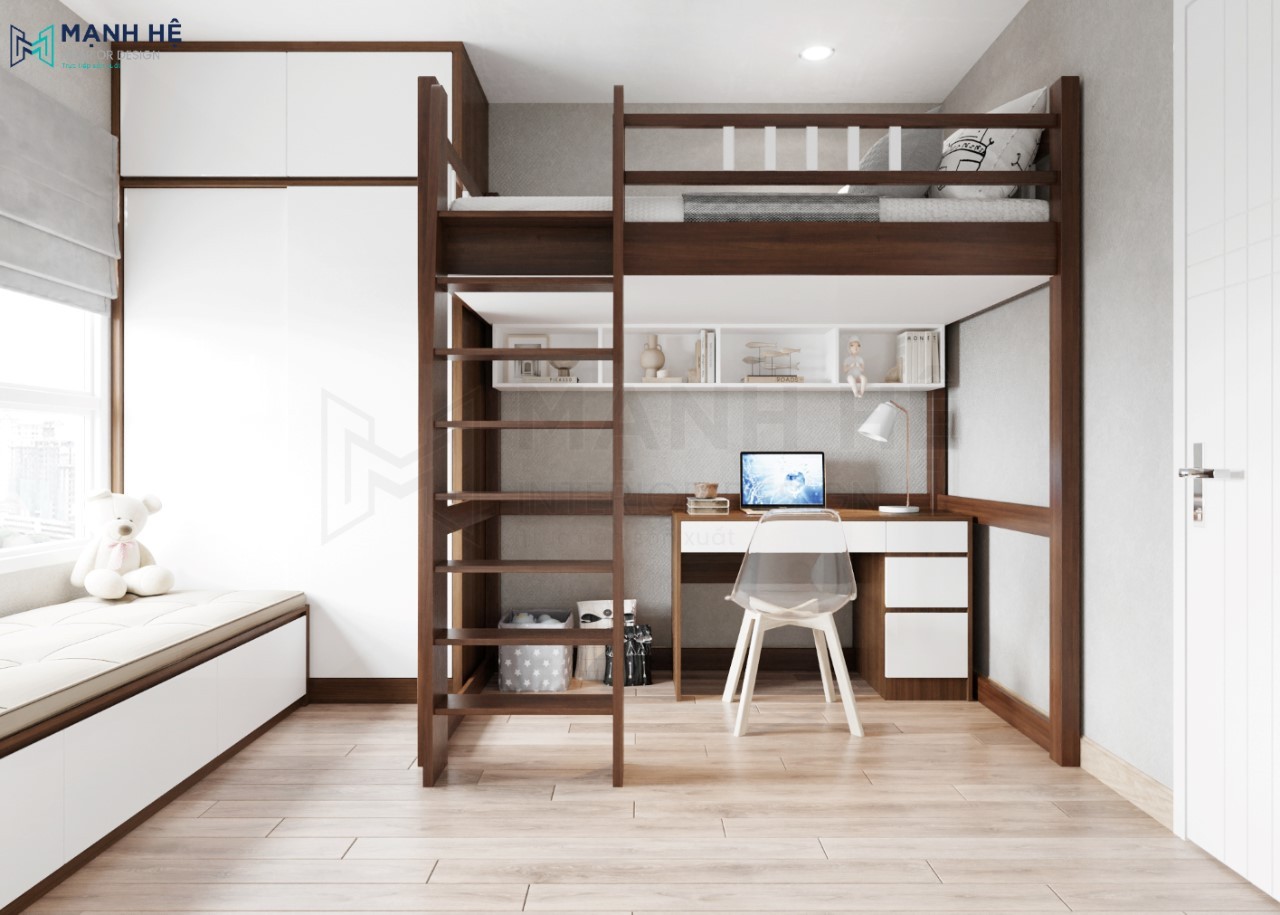 thiết kế giường tầng đẹp cho phòng bé