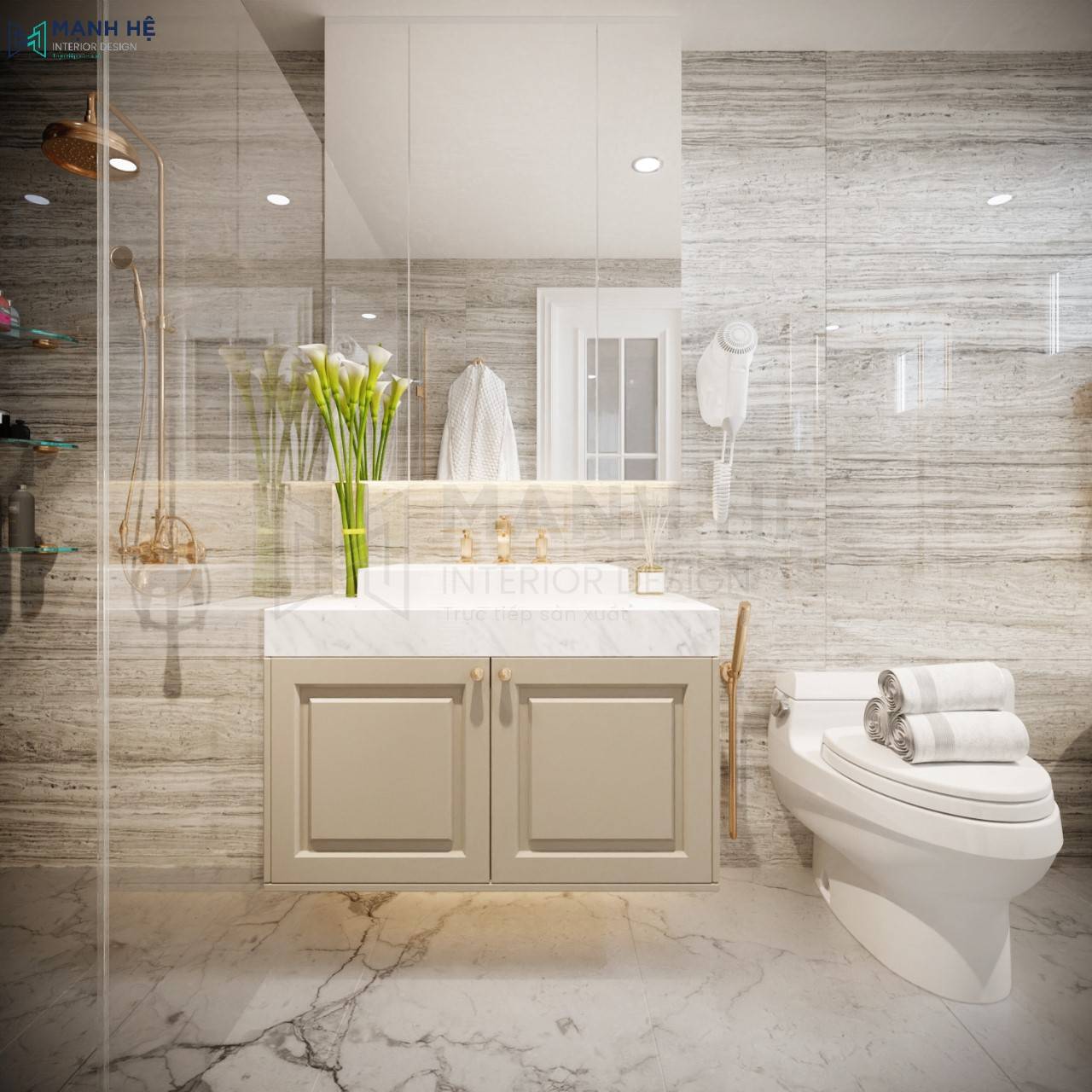 tủ lavabo hiện đại cho phòng tắm chung cư