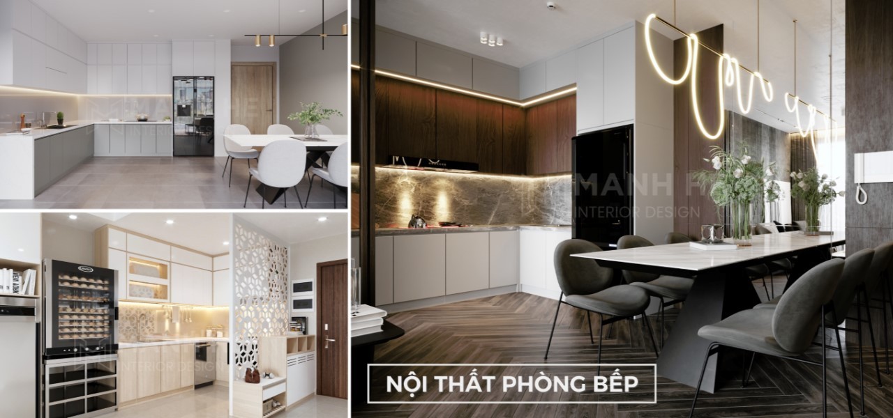 Thiết kế nội thất phòng bếp chung cư 3 phòng ngủ
