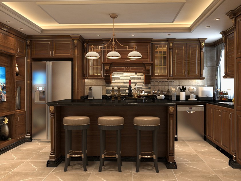 Thiết kế nội thất nhà bếp cổ điển đẹp sang trọng