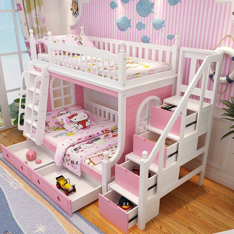 Giường tầng hello kitty kết hợp tủ đựng đồ tiện lợi