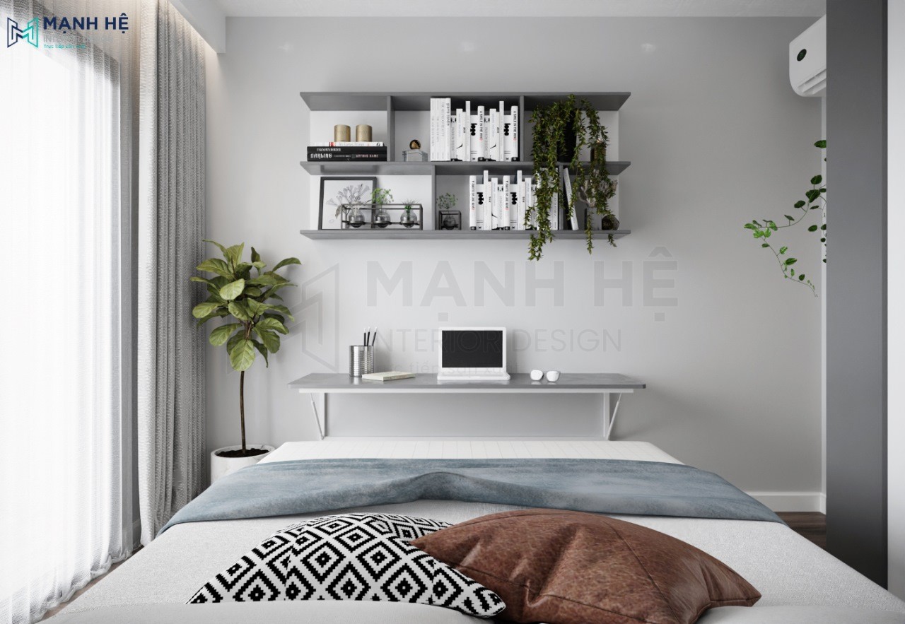Bàn làm việc thiết kế thông minh có thể gấp lại khi không dùng đến giúp tối ưu không gian
