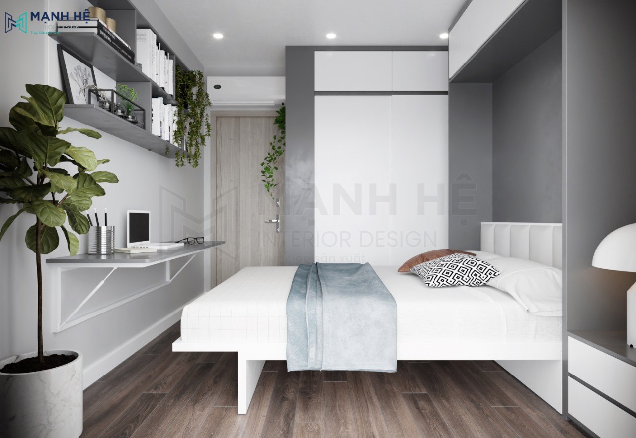 Tủ quần áo cao đụng trần sử dụng cánh cửa lùa tiết kiệm diện tíh