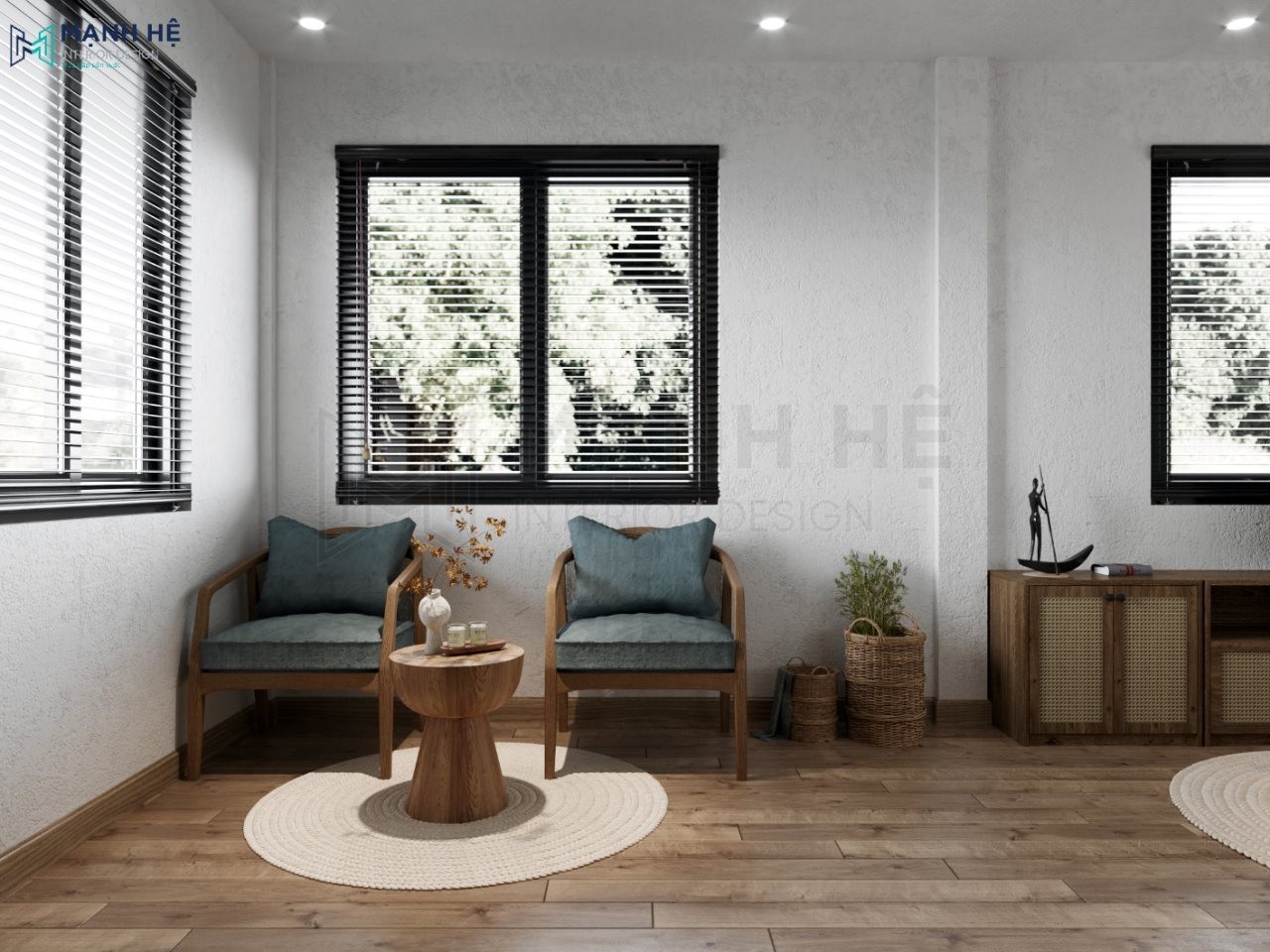 Bộ bàn trà vintage khung gỗ có nệm êm ái