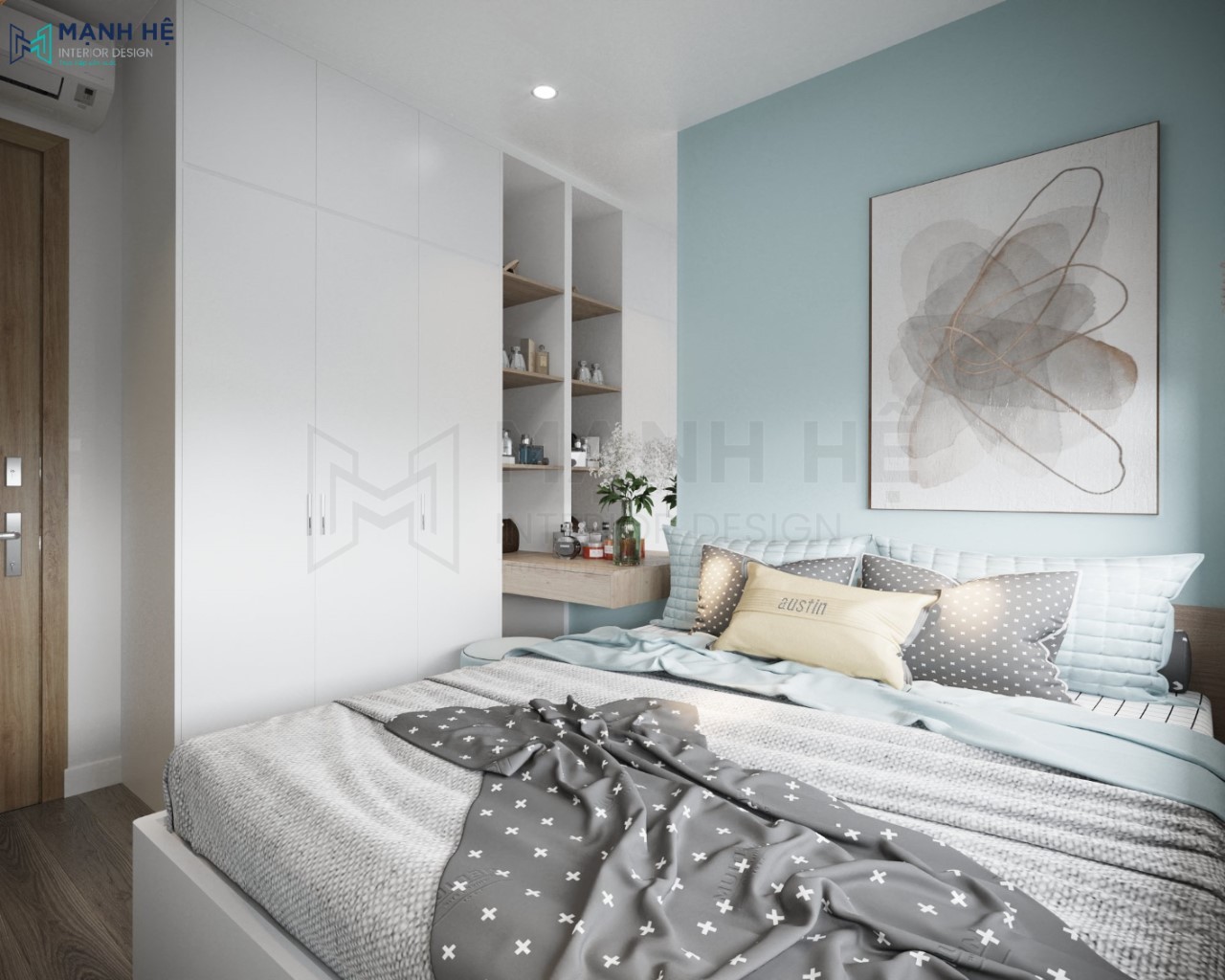 Giường ngủ gỗ công nghiệp sơn trắng chắc chắn và bền bỉ