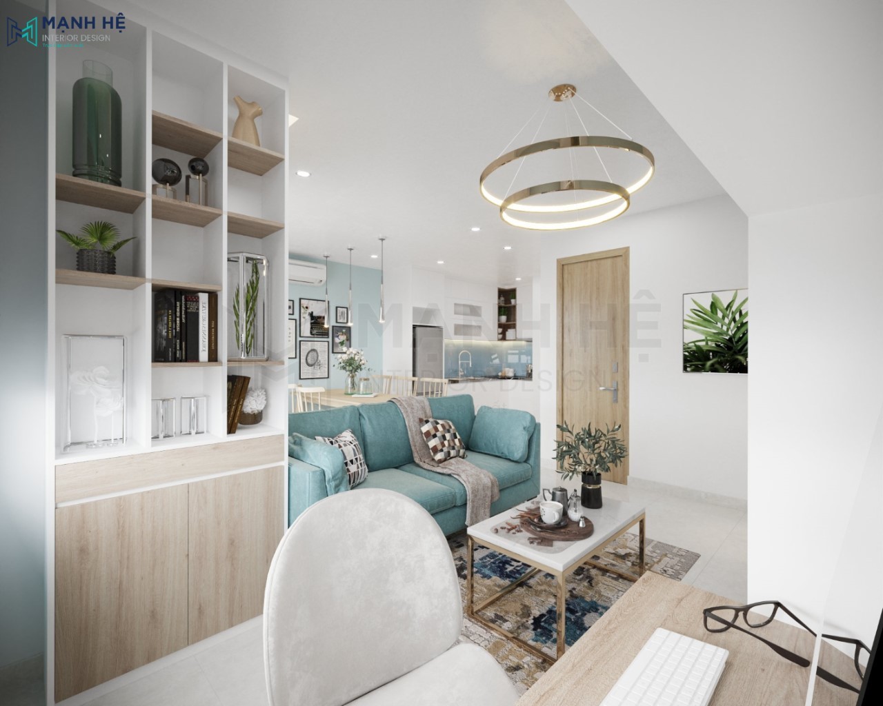 Thiết kế nội thất phòng khách bếp đẹp hiện đại