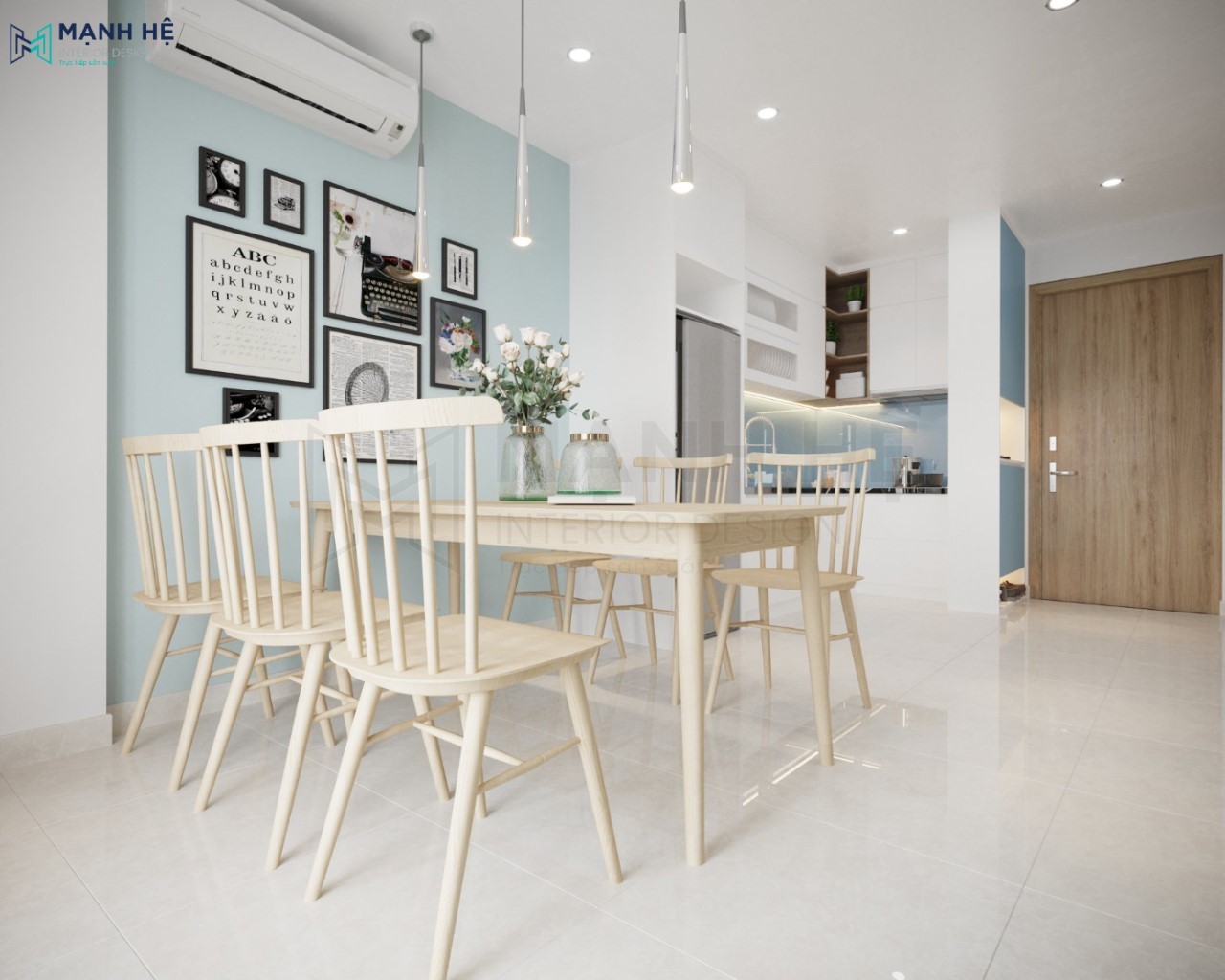 Bộ bàn ăn gỗ công nghiệp thanh gọn đơn giản