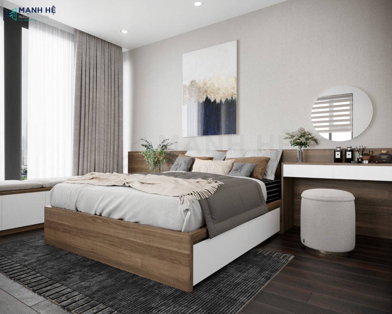 Giường ngủ thiết kế có hộc kéo giúp tiết kiệm diện tích cho không gian