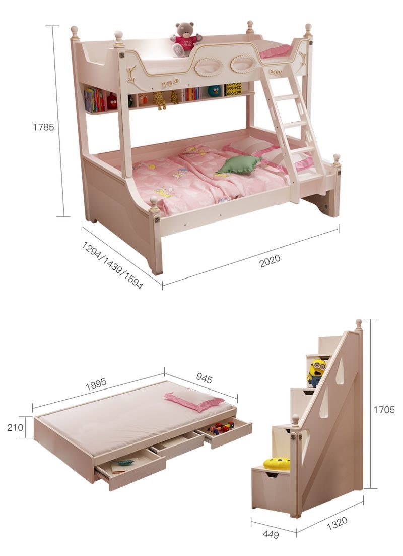 Kích thước giường tầng 1m2 nhỏ gọn cho bé có độ tuổi từ 1-5