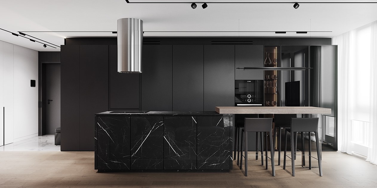 Thiết kế tủ bếp gỗ âm tường cao cấp