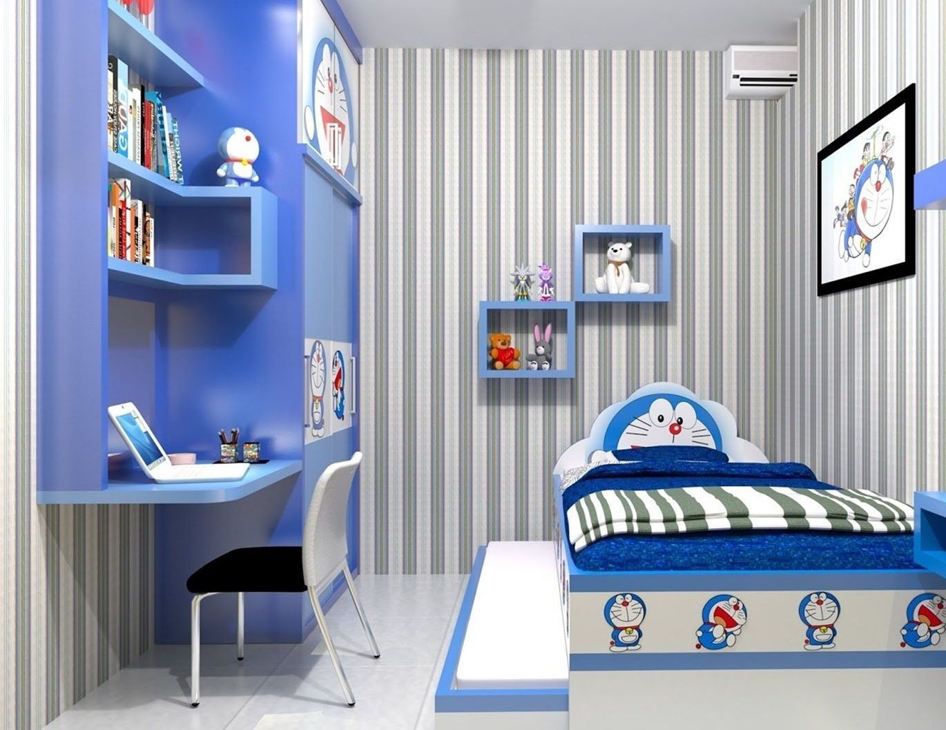 Thiết kế phòng ngủ doremon nhỏ đơn giản