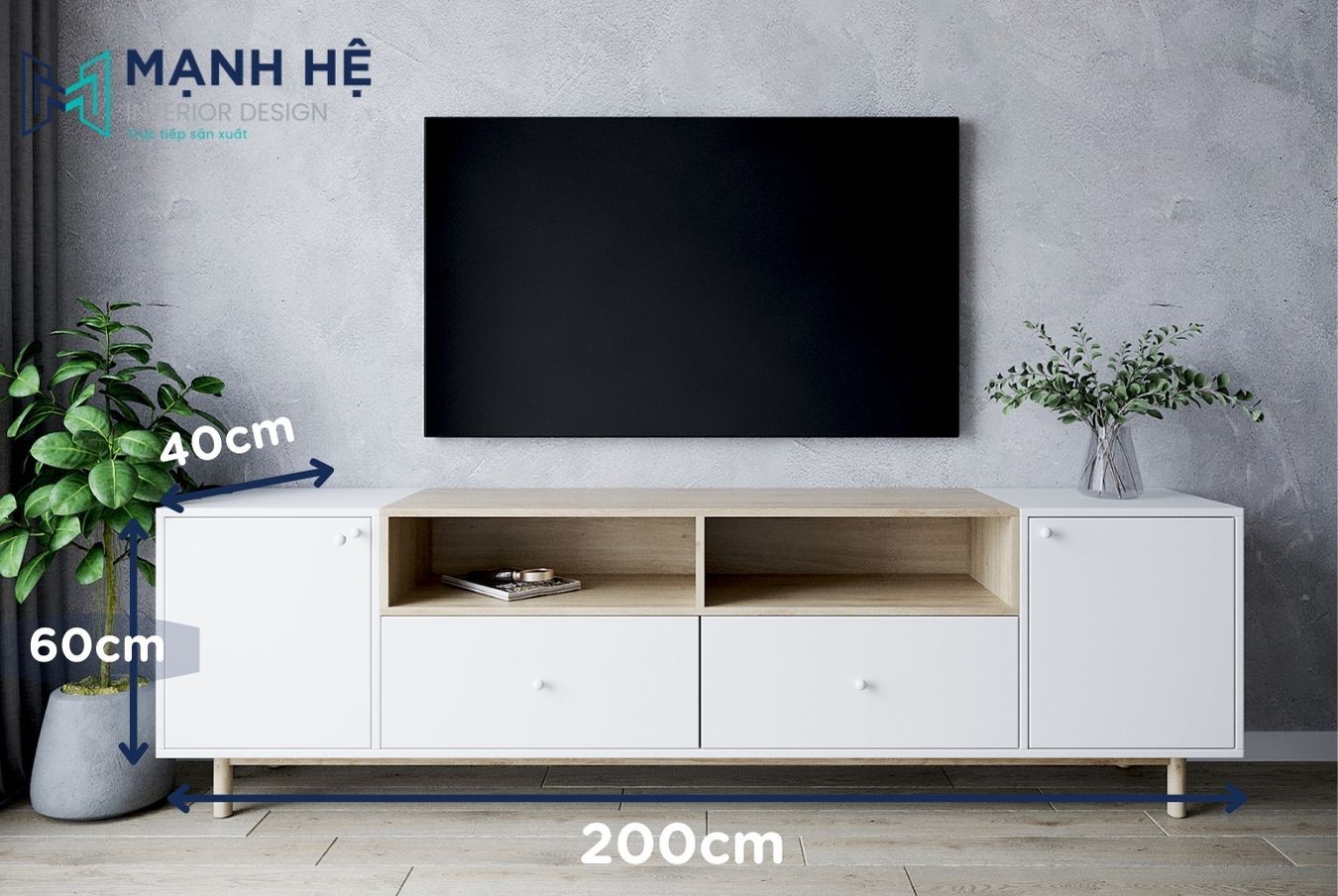 Lựa chọn kích thước kệ tivi theo phong cách hiện đại tiện nghi
