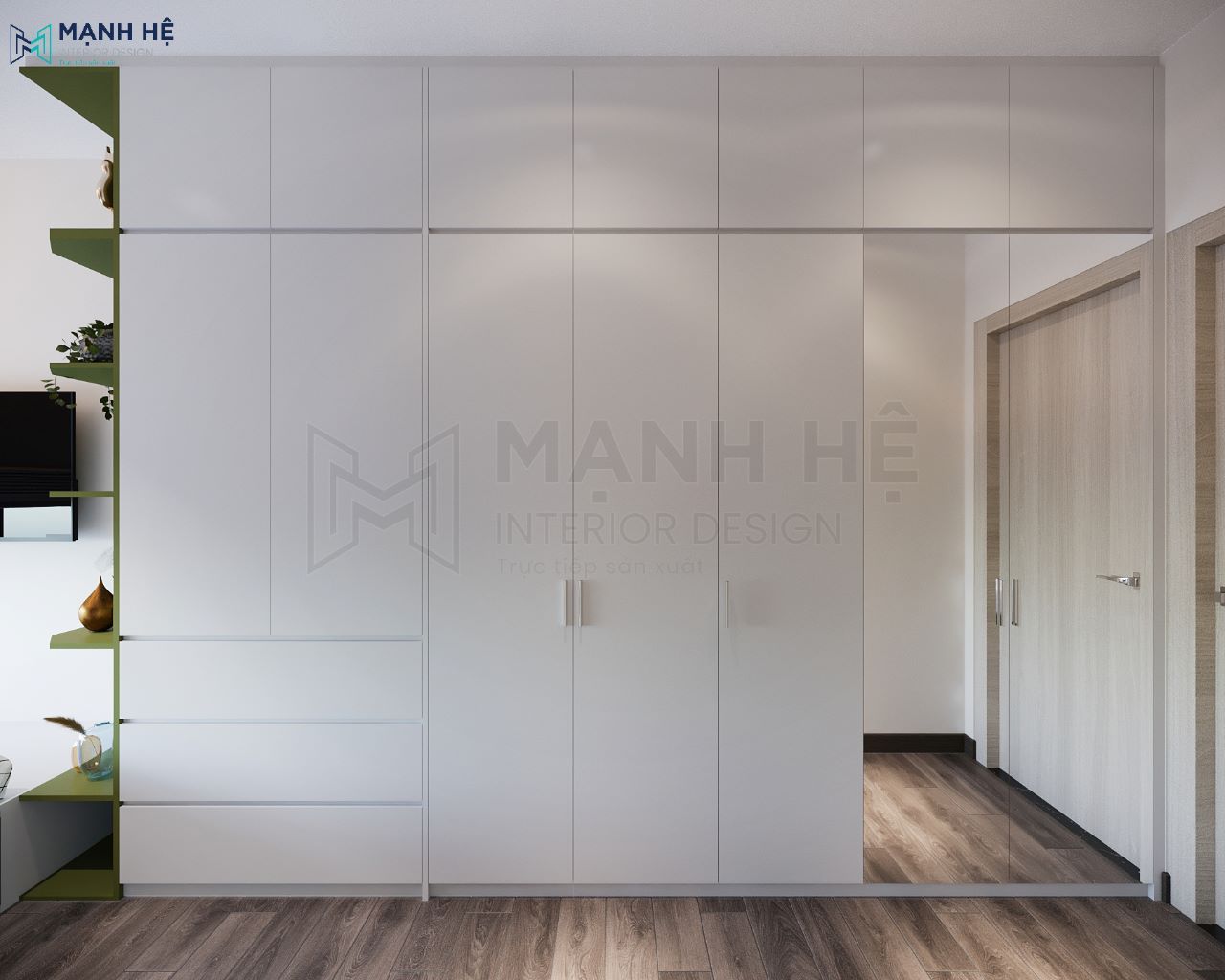 tủ quần áo lớn được chia nhiều ngăn kệ