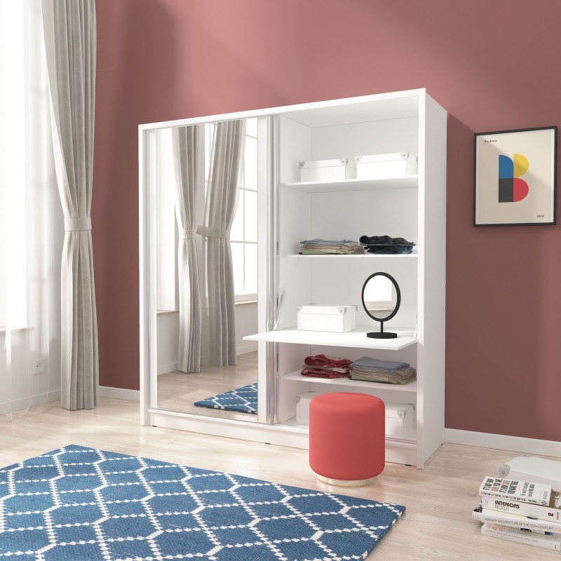 Mẫu tủ quần áo kết hợp bàn trang điểm lật nhỏ gọn