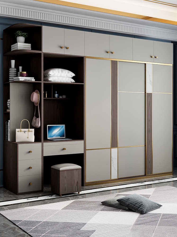 Mẫu tủ quần áo cánh lùa kết hợp bàn trang điểm