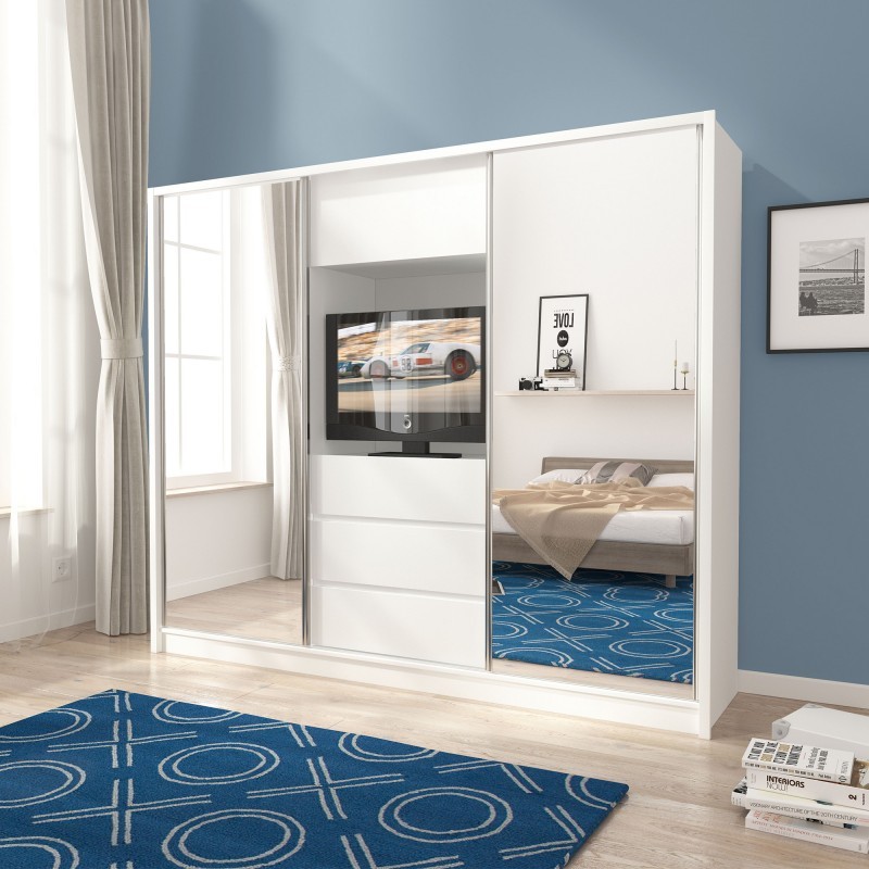 Tủ quần áo cánh lùa có kệ tivi giá rẻ