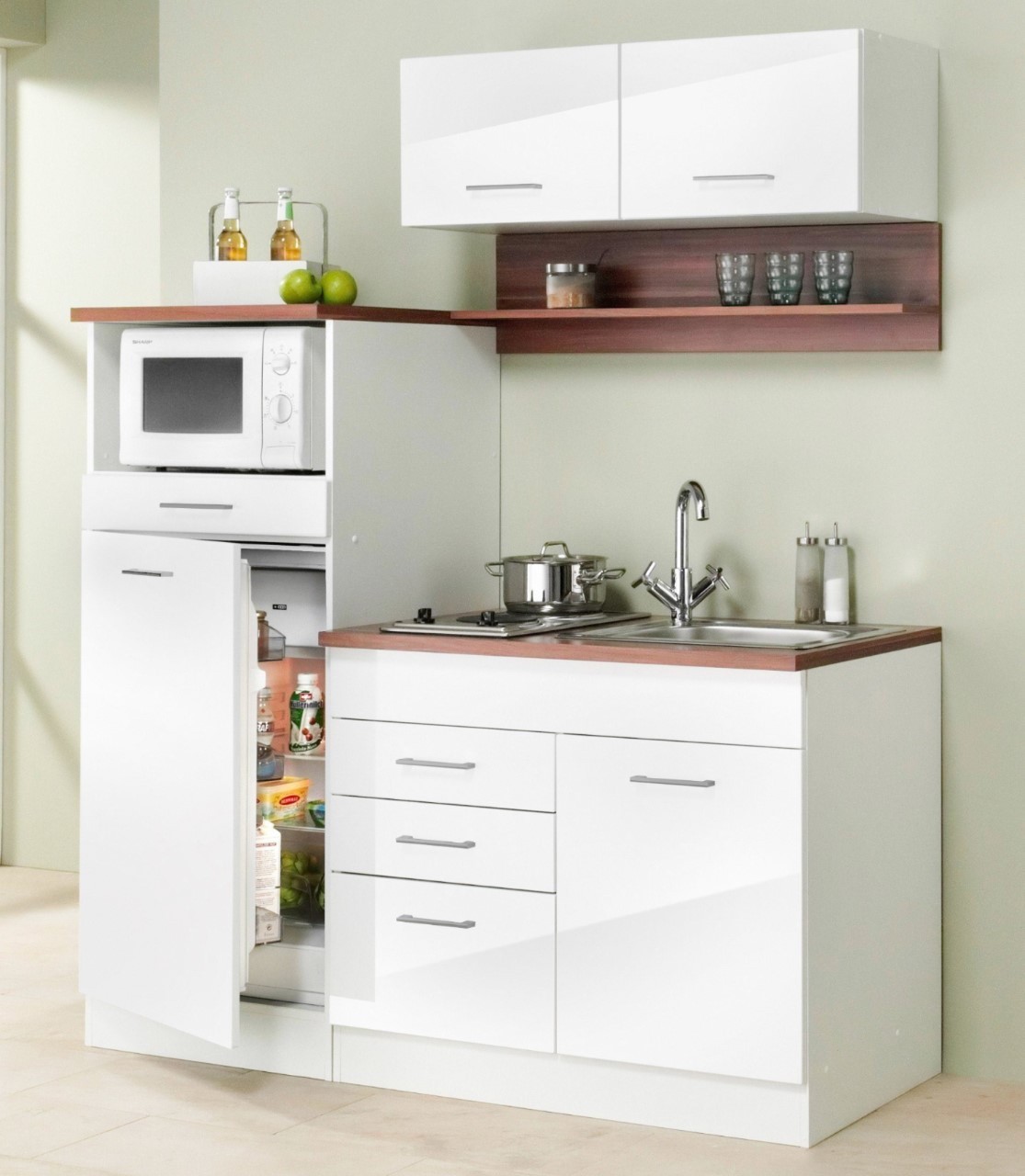 Thiết kế tủ bếp mini có nhiều ngăn kéo tiện lợi