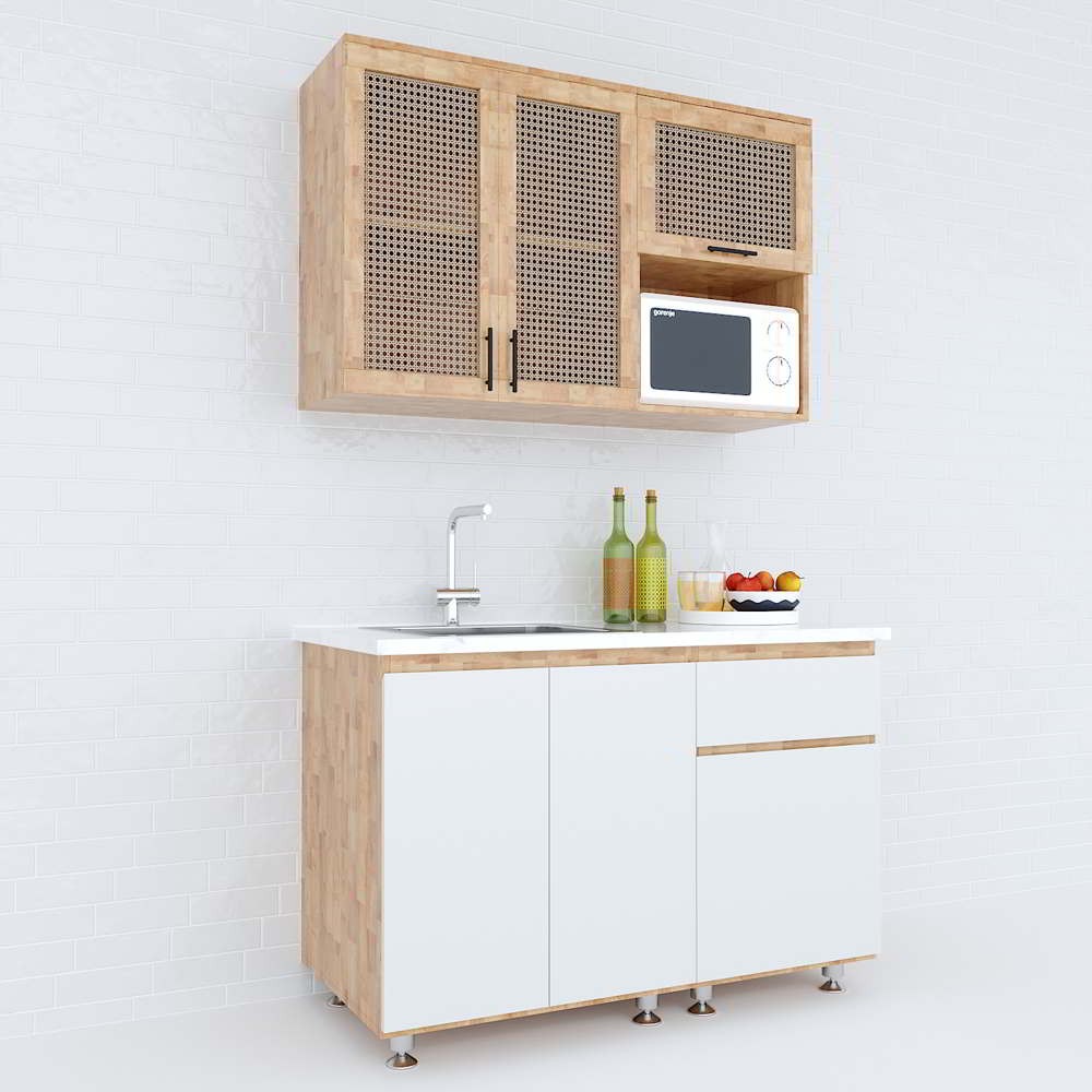 Tủ bếp mini treo tường dạng cánh đan lưới độc đáo
