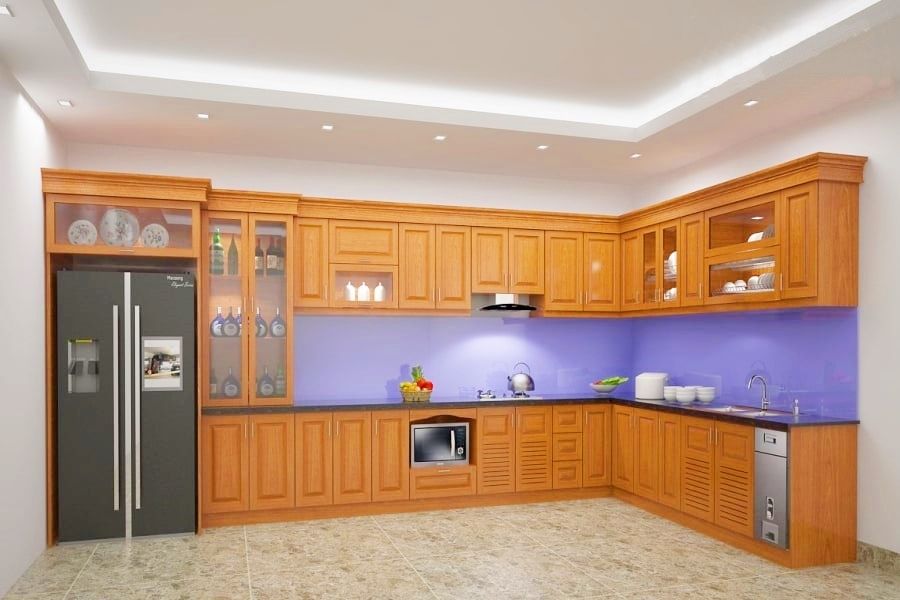tủ bếp gỗ xoan đào tự nhiên