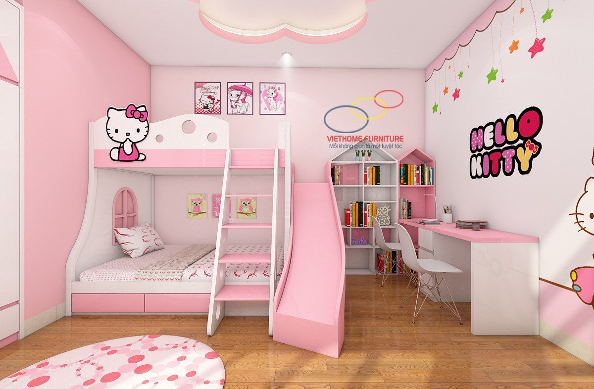 Top 20+ mẫu giường hello kitty xinh xắn, dễ thương nhất dành phòng ngủ bé gái
