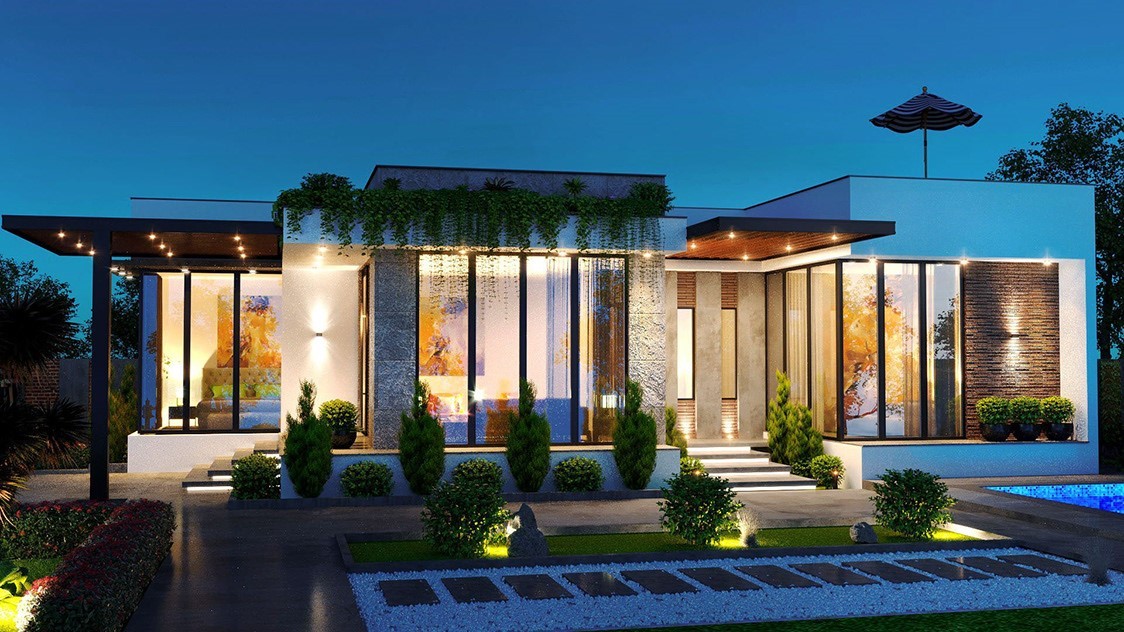Mẫu biệt thự 1 tầng đẹp tiện nghi
