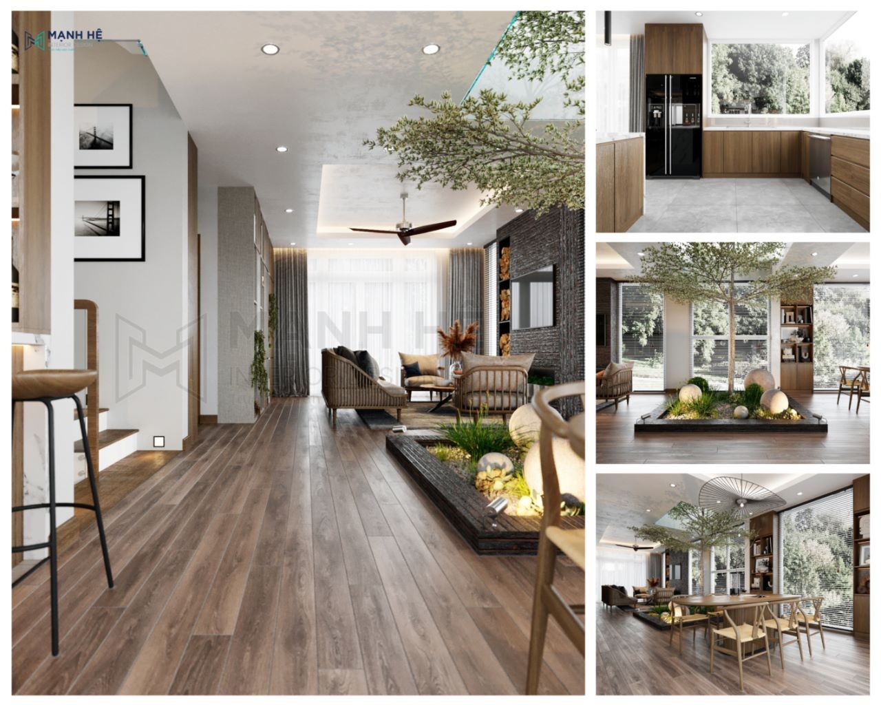 Bố trí nội thất biệt thự nhà vườn 1 tầng